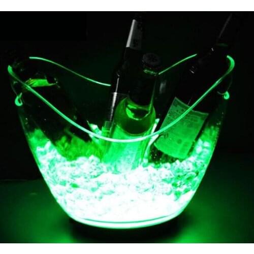 5 pieces/lot single color rechargeable luminous 4L LED ICE Bucket champagne beer ice bucket for bars decoration Free Shipping