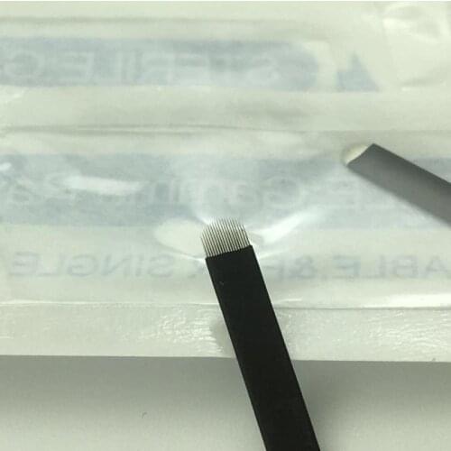 50pcs 0.20mm U18 Pin Black Lamina Microblading Blades For Permanent Eeybrow Tattoo Needle Manual Makeup Pen By Free Shipping