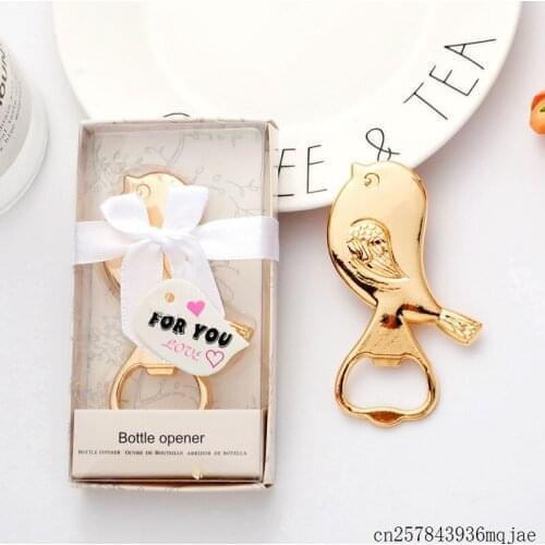 50pcs Love Bird Bottle Openers with Gift Boxes Alloy Beer Openers Wedding Gift Favors Party Supplies