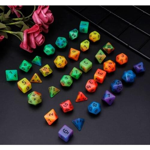 7Pcs/Set Luminous Polyhedral Sided Dice D4 D6 D8 D10 D12 D20 Set For Dungeons & Dragon D&D RPG Poly Game