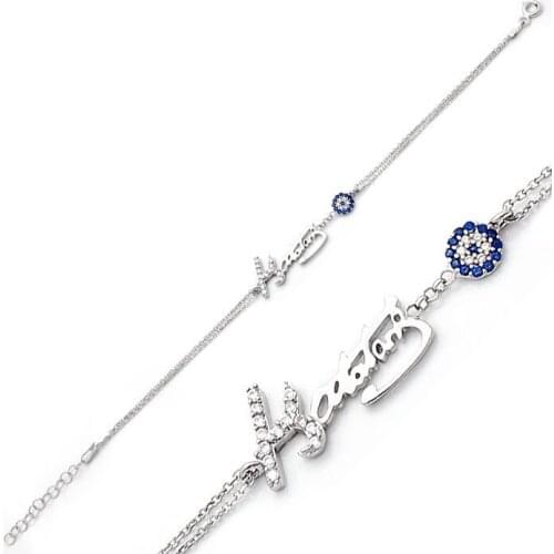925 Sterling Silver Bracelet with Zircon Stone and Ataturk Motif