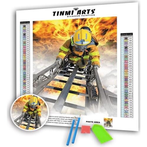 Diamond Painting Full Round Drill DIY Diamond Embroidery Sale Firemen Rhinestones Picture Home Decoration