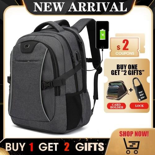 Aubmiea Hidden Anti Theft Zipper 15.6inch Men School Laptop Backpacks Water Repellent Travel 20L Multi USB Charger Male Mochila