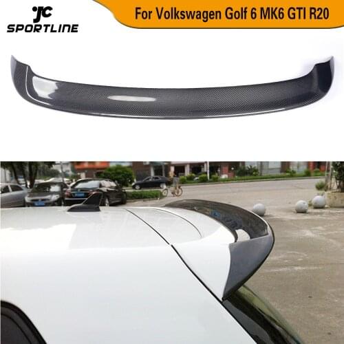 Car Style Carbon Fiber / FRP Car Rear Roof Lip Spoiler Wing for Volkswagen VW Golf 6 VI MK6 R20 GTI 2010 - 2013