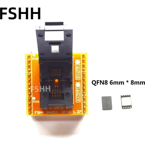 Free shipping QFN8 WSON8 DFN8 MLF8 TO DIP8 programmer adapter socket converter test chip IC FOR 1.27MM PITCH 8X6MM SPI FLASH