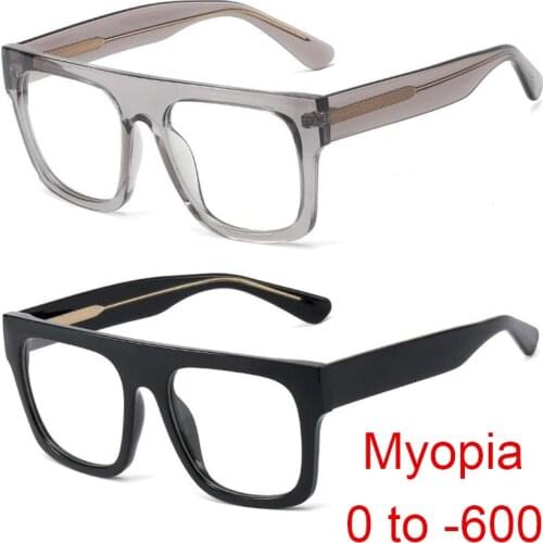 Large Square Myopia Reading Glasses Men Women Brand Designer Vintage Oversized Eyeglasses Frame Nearsighted Glasses 0 to -6.0