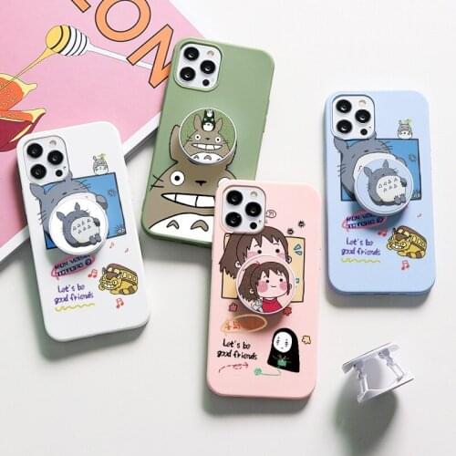 For Samsung Galaxy A22 A32 A52 A72 A21S A12 A50 A51 A70 A71 S21 Ultra S20 FE Plus Japan Anime Miyazaki Hayao Bracket Case Coques