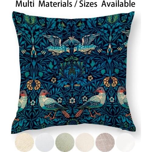 Birds By William Morris ( 1834-1896 ) Pillow Case Throw Pillow Cover Cotton Linen Flax Pattern Flower Vintage Floral Pattern