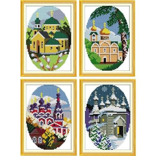 The Four Seasons of the Hut DIY Chinese needlework craft 11CT14CT printed patterns Cross Stitch kit DMC on canvas Embroidery set
