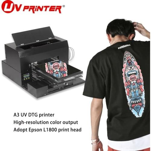 DTG DTF printer A3 6-color inkjet type high-resolution color output UV flatbed printer for clothing/mobile phone case/card