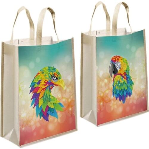 Diamond Painting Eco-Friendly Shopping Bags Youth Ladies Simple Versatile Bag Drill Grocery Tote Gifts Parrot