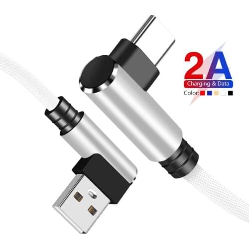 1m 2m 3m USB C Fast Charge 90 Degree Elbow Type-C Cable For Samsung Huawei Mate Honor Xiaomi Nokia LG Google Pixel Smart Phone