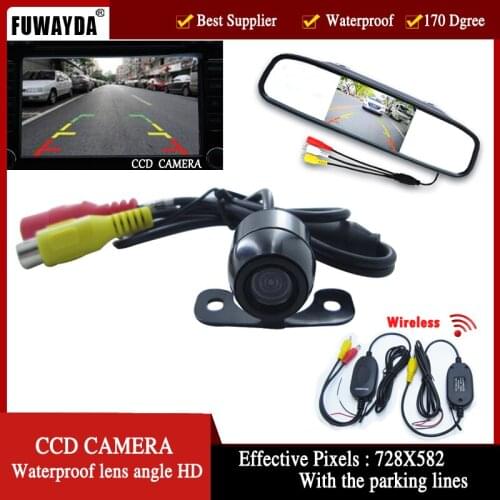 FUWAYDA Wireless Waterproof Car Rear View Backup Camera High-definition 150Degree Viewing Angle 4.3Inch rearview mirror monitor