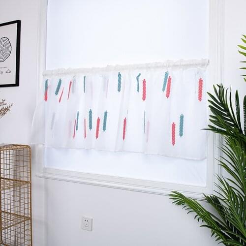 Embroidered Wheat Short Curtains Valance Pelmet Voile Curtains For Living Room Bedroom Kitchen Window Blinds gordijnen
