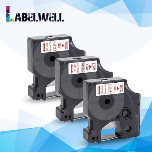Labelwell 45015 Compatible for Dymo LabelManager label printer label tape 45015 12mm Red on White Laminated Ribbons for LM280