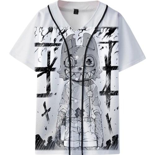 LUCKYFRIDAY Harajuku Summer Gleipnir 3D Short sleeve baseball uniform Women Print T-SHIRT Winter Lady Hem Shirts