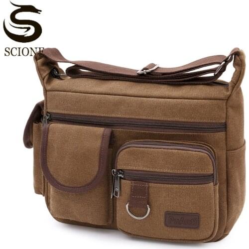 Men Canvas Shoulder Bags Male Vintage Messenger Bag Fashion Casual Crossbody Pack Solid Color Travel Handbags Schoolbag XA128M