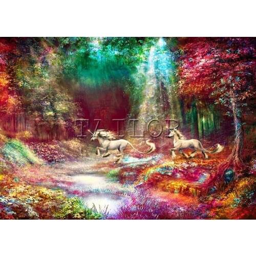 Cross stitch cuadros full square horse unicorn landscape art 5d diamond painting kit set complet dirll drawing mosaic embroidery