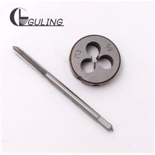 1Set HSS Right Hand Screw tap and die set M1 M1.2 M1.4 M1.5 M1.6 M1.7 M1.8 Round dies Metric Fine Thread Straight Flute taps