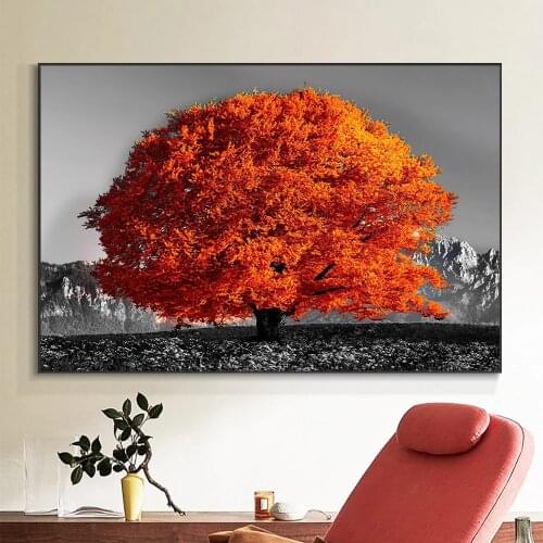 Landscape Wall Art Poster Picture Colored Tree of Life Canvas painting For Living room Corridor Nordic Home Decoration Mural