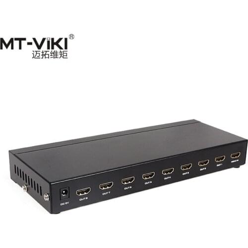 MT-VIKI HDMI Splitter 4K*2K 8 Port Video Distributor 1x8 3D 1 Input 8 Output HDMI 1.4 HDCP 1.2 5V 3A Power Supply SP148