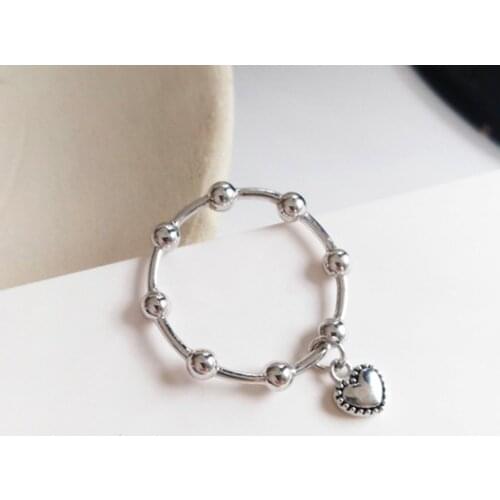 Retro Heart Shaped Pendant Ring For Women Fashion Party Birthday Jewelry Gift Wedding Engagement Rings