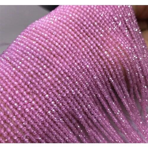 Pink zircon round faceted 2mm 3/4mm 14" for DIY jewelry making loose beads FPPJ wholesale beads nature gem stone coral