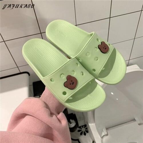 2021 Summer Women Floor Flat Shoes Lovely Indoor Flip Flops Female Non-Slip Bathroom Home Slippers Female Beach Shoe