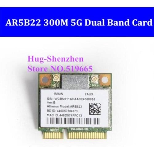 High Quality AR9462 AR5B22 WB222 Half Mini PCIe 300M 5G + Bluetooth WLAN Wifi Wireless Card support Killer N1202
