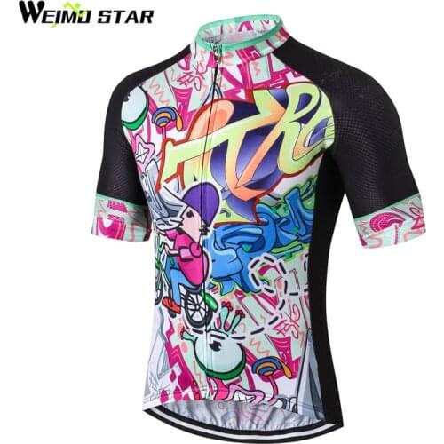 Weimostar 2018 Printing Cycling Jersey Short Sleeve mtb Bike Jersey Top Breathable Cycling Clothing Sport Bicycle Jersey Shirt
