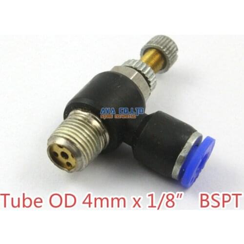 10 Pieces Tube OD 4mm x 1/8" BSPT Air Flow Speed Control Valve Pneumatic Connector Push In To Connect Fitting