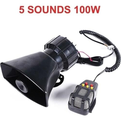 12V 300db 100W Plastic Air Horn Siren Horn with MIC Loud Speaker Siren 5 Sounds Speaker for Auto Car Vehicle Truck Alarm