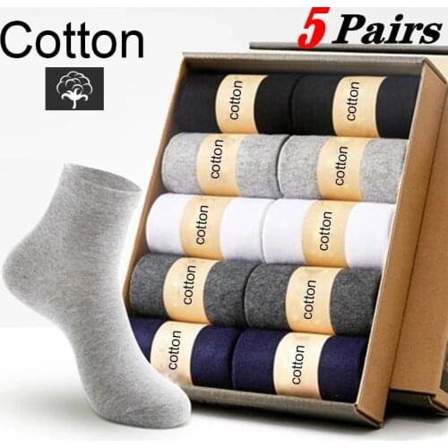 5Pairs Men Socks Brand New Mens Cotton Socks Black Business Fiber Socks Casual Breathable Male Long Socks Size38-45