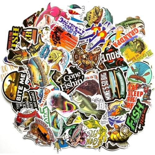 50/65PCS Funny Fisherman Go Fishing stickers For laptop suitcase Freezer Vinyl Car-styling DIY decoration Decals Car Sticker