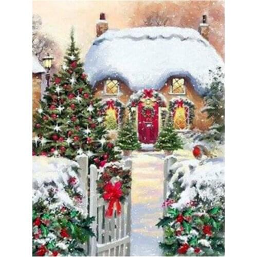 5D DIY Diamond Painting Christmas Snow Full Cartoon Picture Rhinestone Wall Sticker WG2136