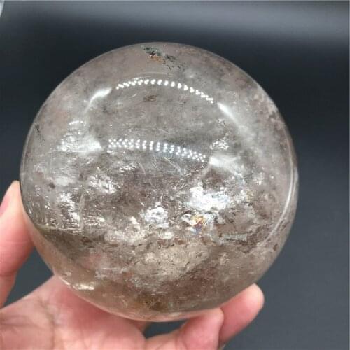 9.2cm NATURAL SMOKY QUARTZ CRYSTAL SPHERE BALL HEALING GEMSTONE