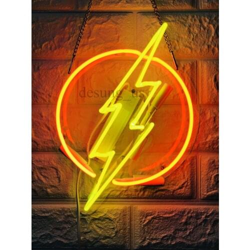 14“ Thunder Flash Acrylic Custom Neon Light Lamp Sign Beer Bar Handmade Real Glass Decorate Home Wall Room Windows Tube Artwork