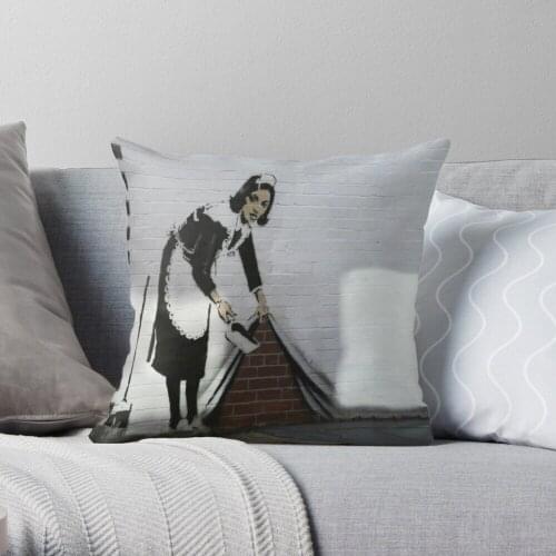 Banksy maid Throw Pillow Cushion Cover Polyester throw pillows case on sofa home living room car seat decor 45x45cm