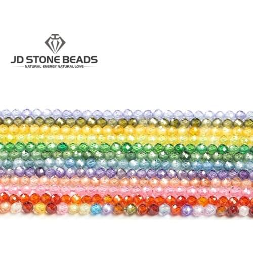 13 Colors Faceted Zircon Stone Beads 2 3 4mm Round Loose Spacer Beads For Jewelry Making Beadwork DIY Charm Bracelet 15