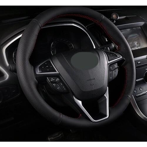 DIY Black Faux Leather Steering Wheel Cover For Ford Fusion Mondeo 2013-2014 Comfortable, breathable and non-slip
