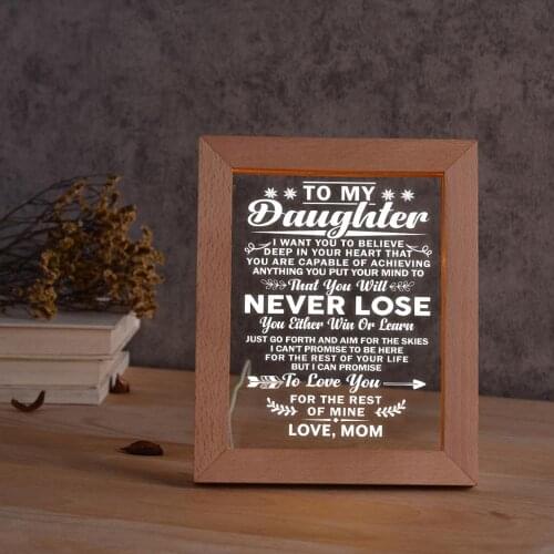 Mom To My Daughter LED Wooden Frame Personalized Text Picture Photo Frame Graduation Birthday present
