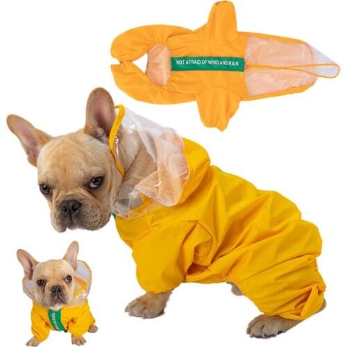 Dog Raincoat Yellow All Inclusive Four Legged Pet Clothing Coating Cloth Zipper Rainproof Dog Clothing Dog Accessories L-4XL