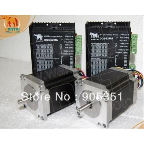 Best Selling! Wantai 2 Axis Nema 23 Stepper Motor 57BYGH633 270oz-in+Driver DQ542MA 4.2A 50V 125Micro CNC Grind Foam Plasma