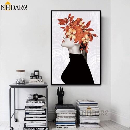 Canvas Art Print Painting Poster Modern Simple Flower Girl Wall Pictures Wall Art for Living Room Home Decoration Large Size