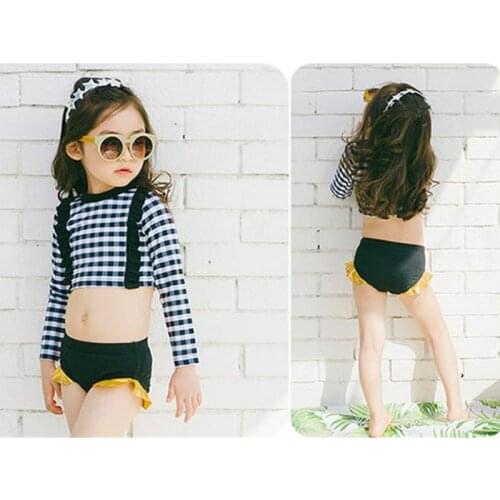 Girls' Swimming Suits 2 Piece Children Bikini for Girl Bathing Suit Girls Ruffle Korea Swimsuit Kids Swimwear Summer Beachwear