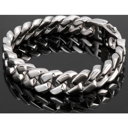 Vintage Mens Simple Stainless Steel Bracelets Male Curb Cuban Link Wrist Chain Masculine Party Polished Armbanden Male Jewelry