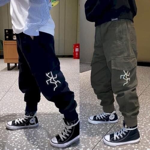 Mens Childrens Pants 2021 Spring New Spring Clothes Fashion Brand Childrens Pants Middle and Large Childrens Pants cargo pan