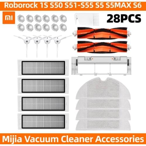 28PCS Main Brush Side Brush HEPA Filter Mops for Xiaomi 1S Rock S6 S5 S60 S5 S50 S55 E25 E35 Vacuum Cleaner Parts Accessories