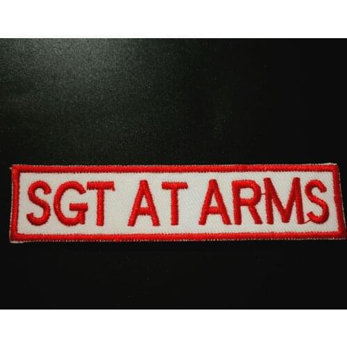 SGT AT ARMS Patches of embroidered Iron On Biker Patch for Motorcycle Jacket Vest Hells PATCHES,VEST MC PATCHES badges Stickers