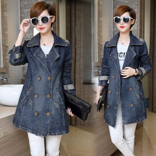 Oversized Jeans Jacket Women Autumn Winter Loose Casual Denim Windbreaker Coat Plus size 5XL Double breasted Female Outwear 5xl